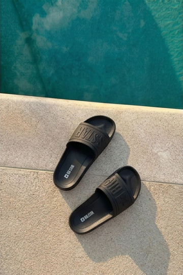 Men's Big Star Rubber Flip Flops Black DD174690