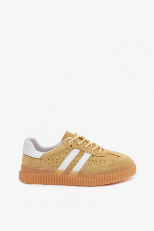 Żółte sneakersy z zamszu na platformie Artelle