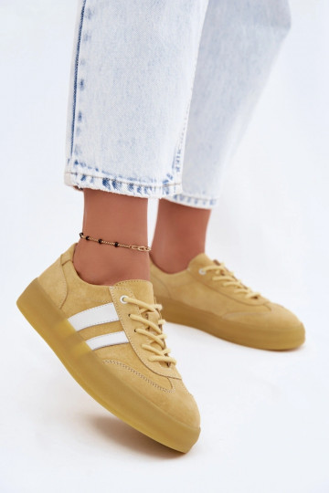Yellow faux suede platform sneakers Coralia