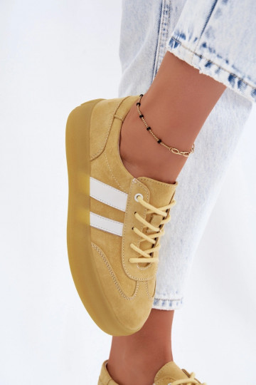 Yellow faux suede platform sneakers Coralia 2