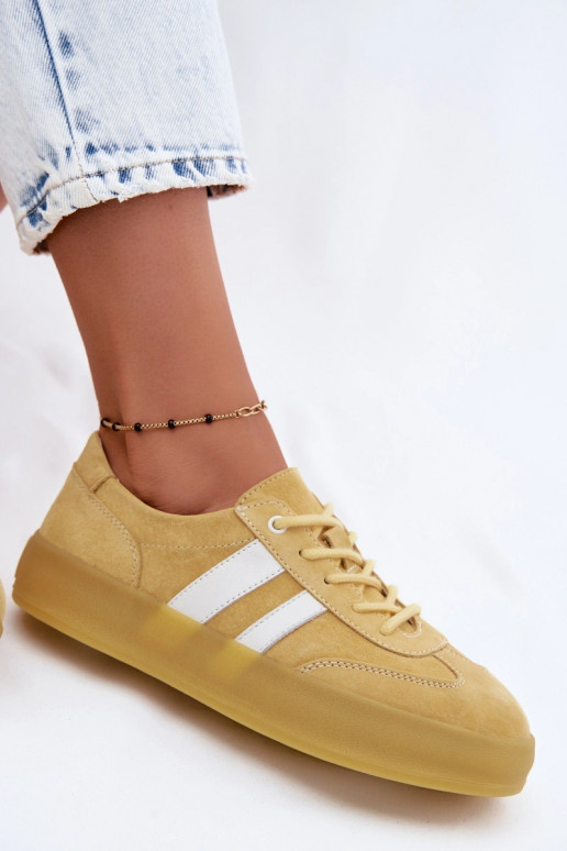 Żółte sneakersy z sztucznego zamszu na platformie Coralia