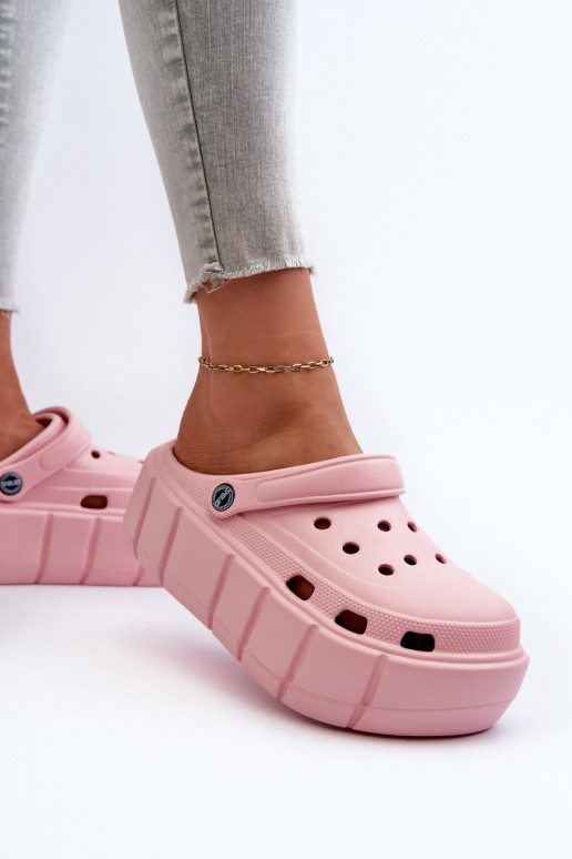 Lightweight women's platform slippers in pink Itubia