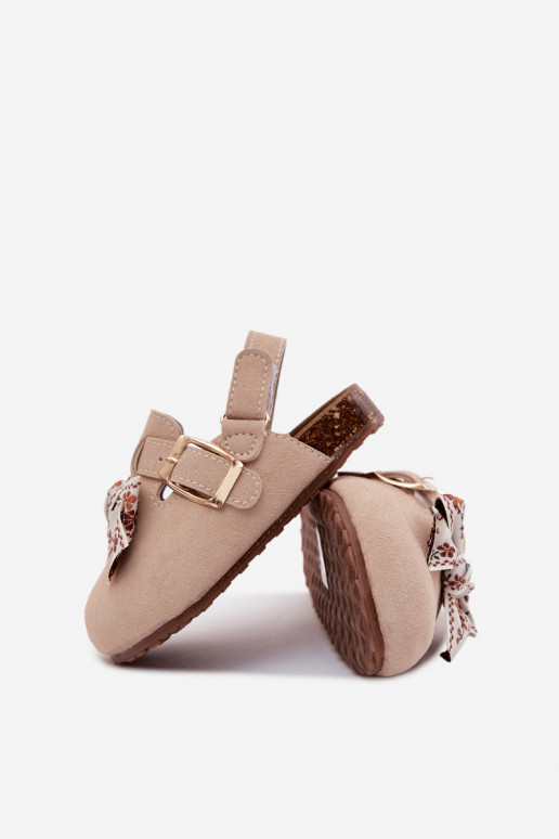 Children's clogs sandals with bows in sand color Rosella