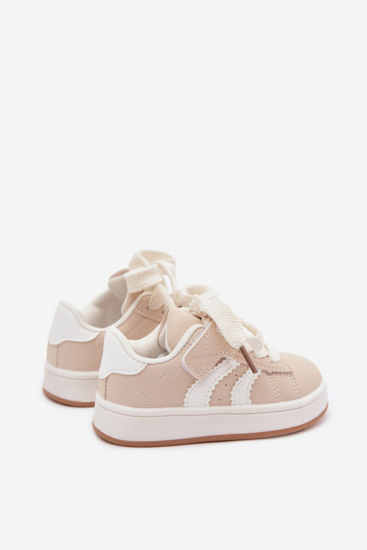 Children's sneakers with Velcro fastenings in faux leather sand color Zoya