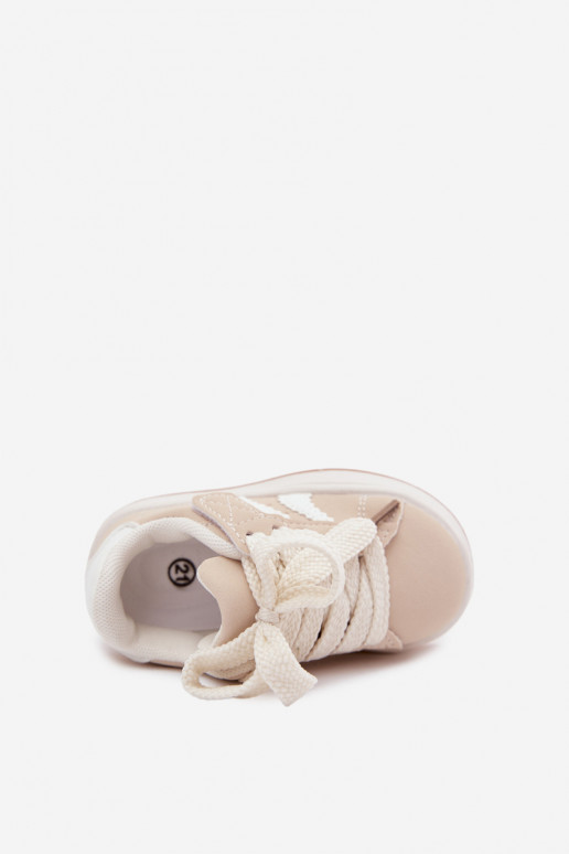 Children's sneakers with Velcro fastenings in faux leather sand color Zoya