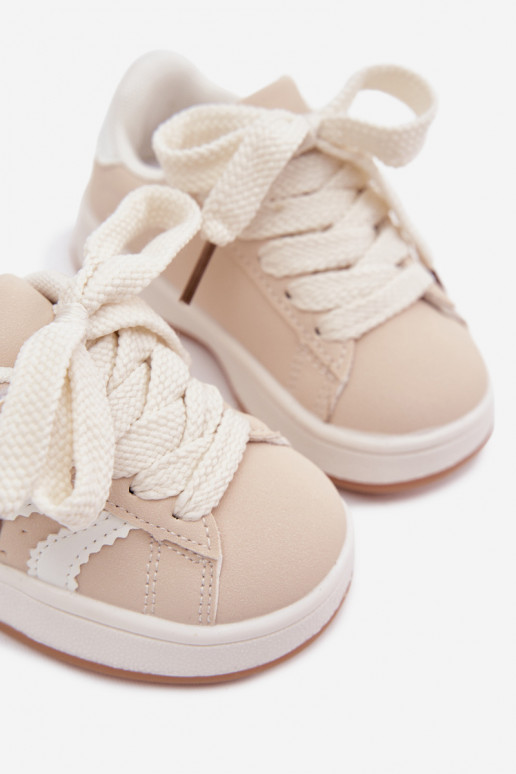 Children's sneakers with Velcro fastenings in faux leather sand color Zoya