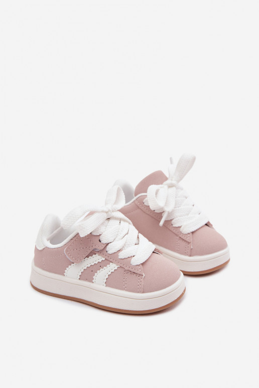 Children's sneakers with Velcro fastenings in faux leather pink color Zoya