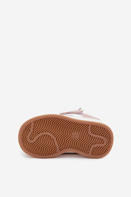 Children's sneakers with Velcro fastenings in faux leather pink color Zoya