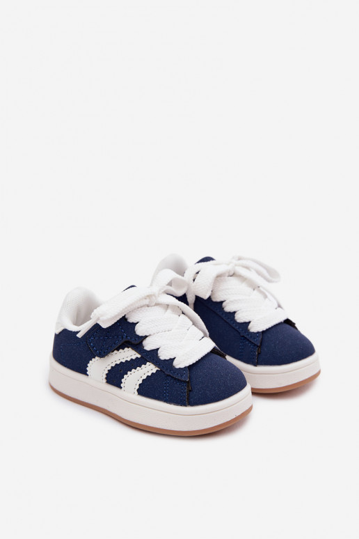 Children's sneakers with Velcro fastenings in faux leather dark blue color Zoya