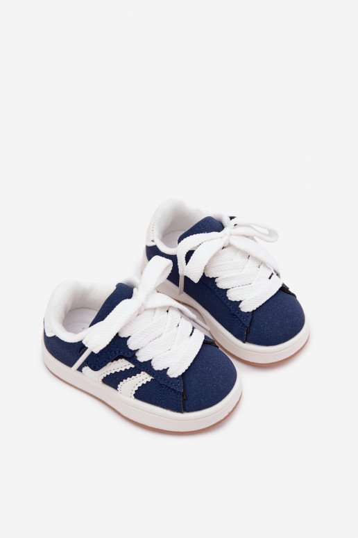 Children's sneakers with Velcro fastenings in faux leather dark blue color Zoya