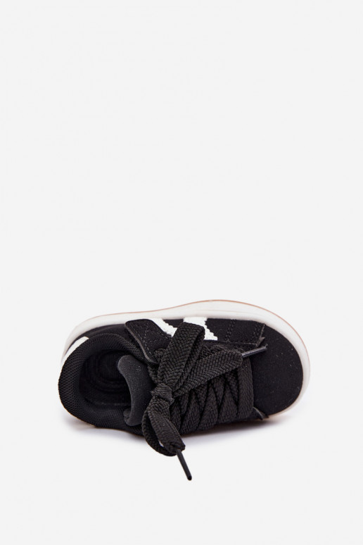 Children's sneakers with Velcro fastenings in faux leather black color Zoya