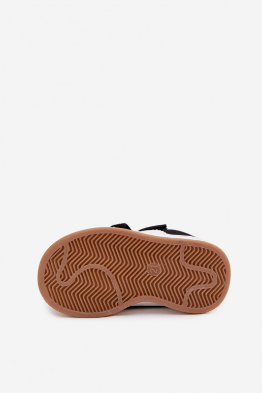Children's sneakers with Velcro fastenings in faux leather black color Zoya