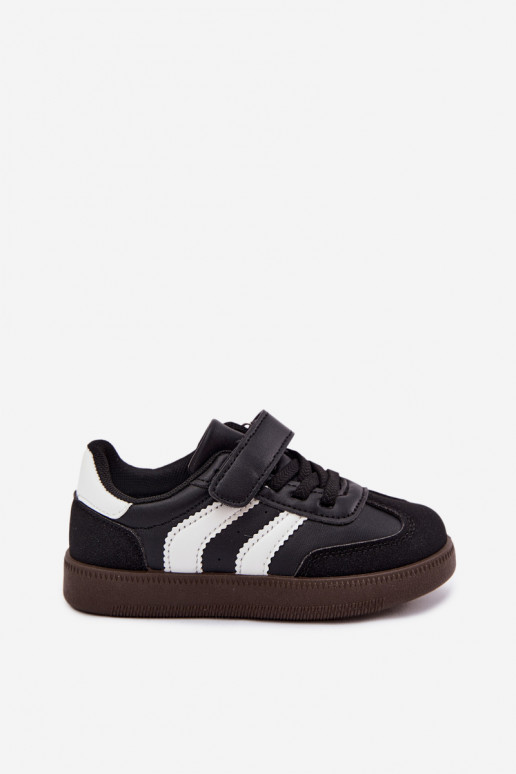 Children's sneakers with Velcro fastenings in faux leather black color Ronja