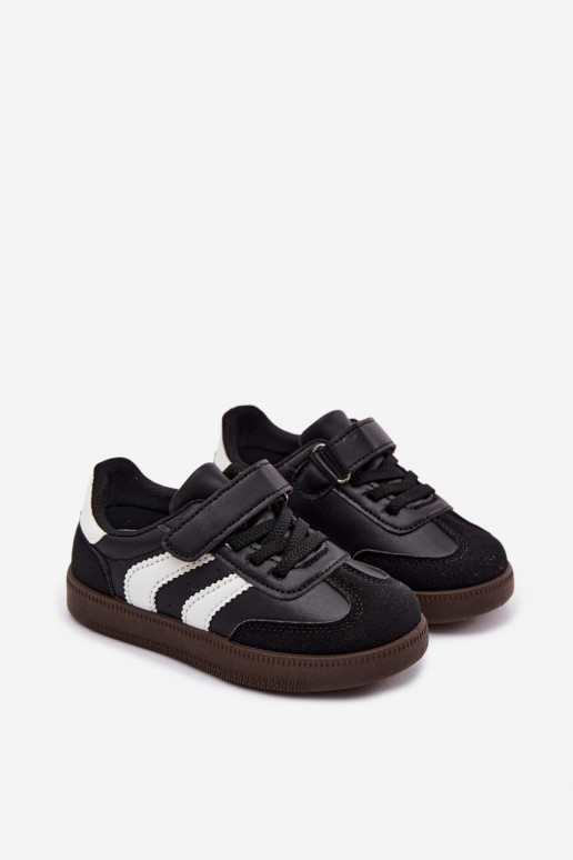 Children's sneakers with Velcro fastenings in faux leather black color Ronja