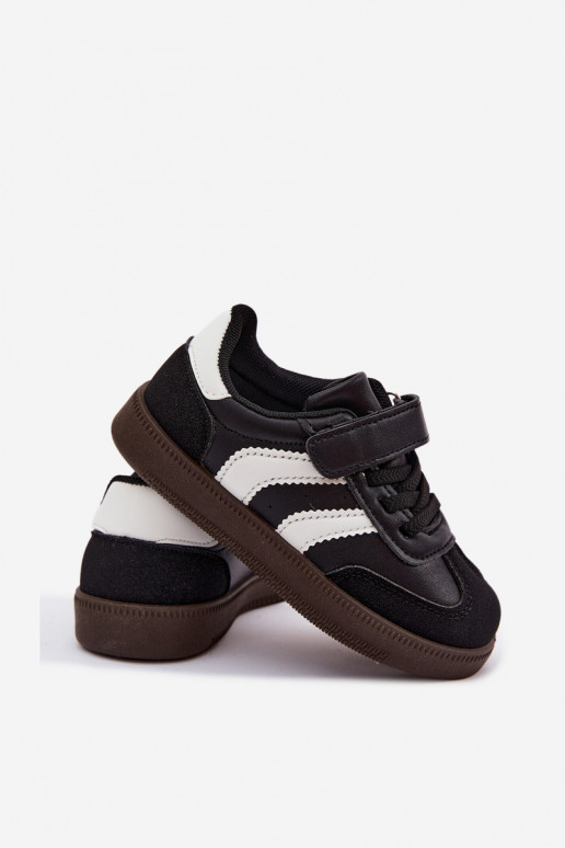 Children's sneakers with Velcro fastenings in faux leather black color Ronja