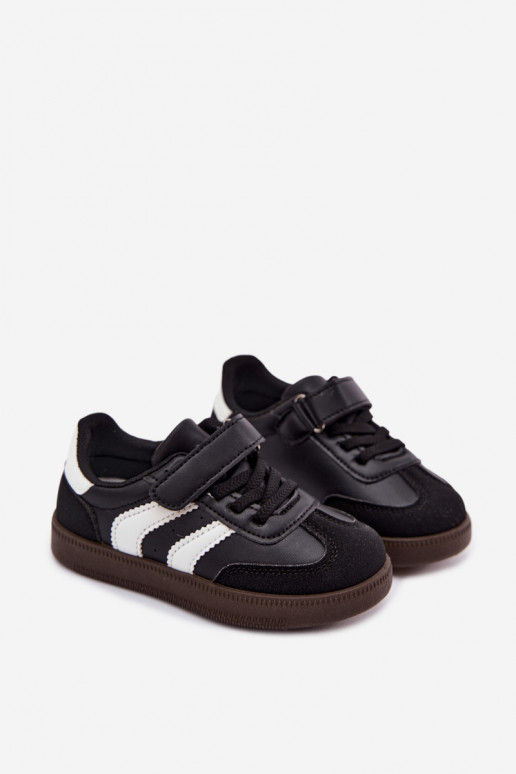 Children's sneakers with Velcro fastenings in faux leather black color Ronja