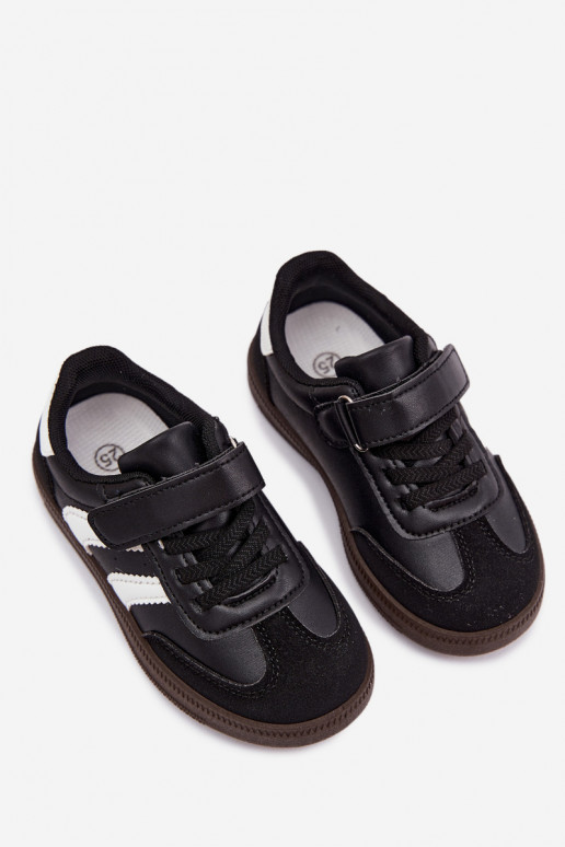 Children's sneakers with Velcro fastenings in faux leather black color Ronja