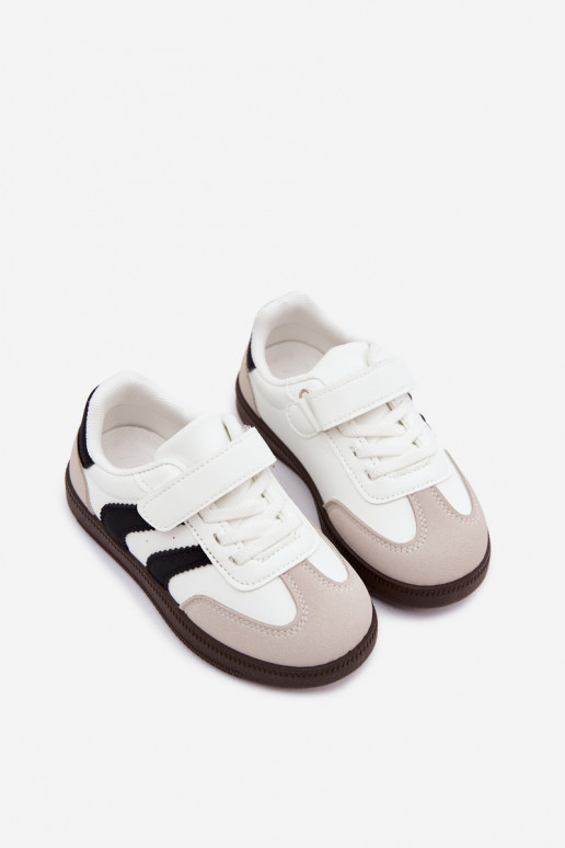 Children's sneakers with Velcro fastenings in faux leather white color Ronja