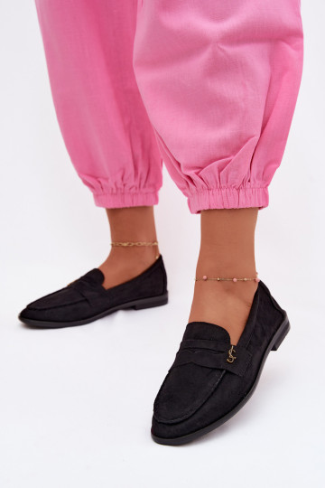 Black faux suede women's moccasins Prestelle 2