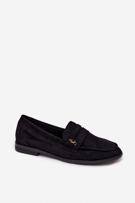 Black faux suede women's moccasins Prestelle