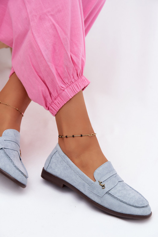 Blue faux suede women's moccasins Prestelle