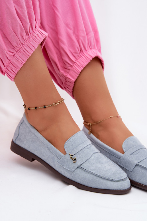 Blue faux suede women's moccasins Prestelle