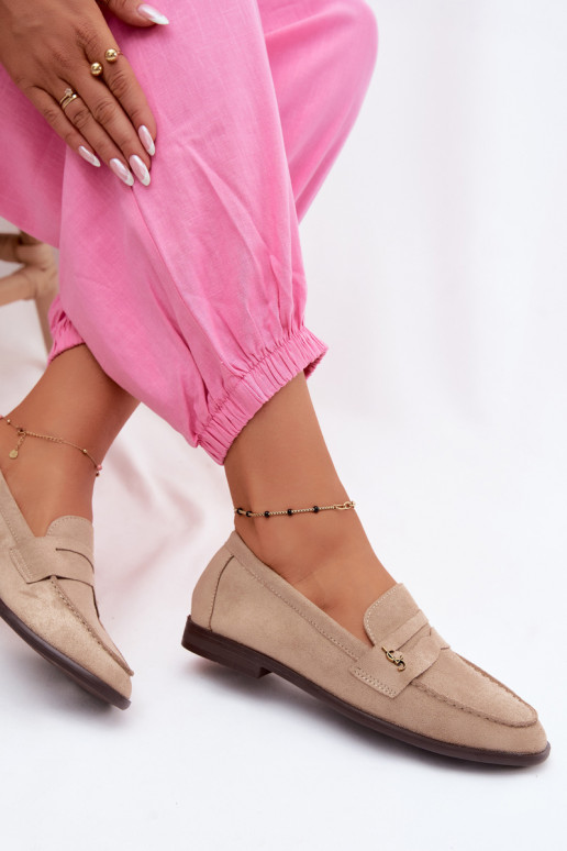 Sand faux suede women's moccasins Prestelle