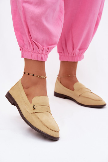Yellow faux suede women's moccasins Prestelle 2