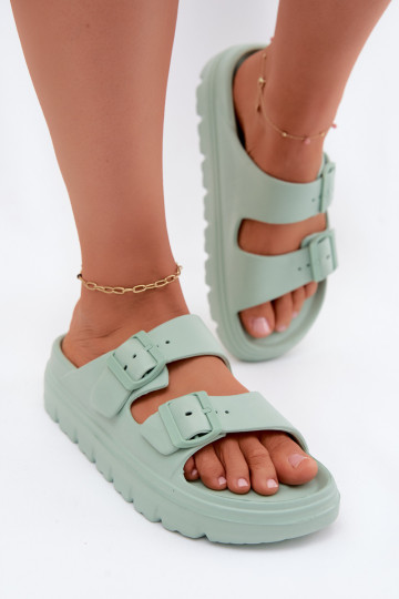 Women's slippers with foam platform in mint Melorea