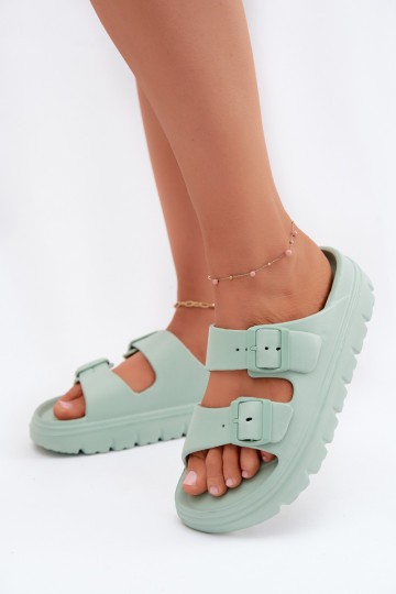Women's slippers with foam platform in mint Melorea 2