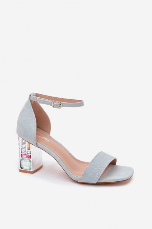Women's high-heeled sandals with sparkling studs made of denim Cloudie