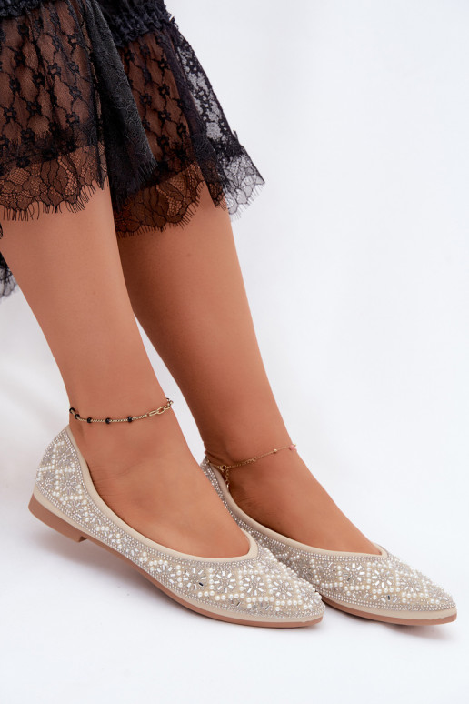 Women's ballerinas with decoration in sand color Lemonia