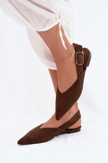 Moteriškos balerinos su sagtimis šokolado spalvos Tanelia 2