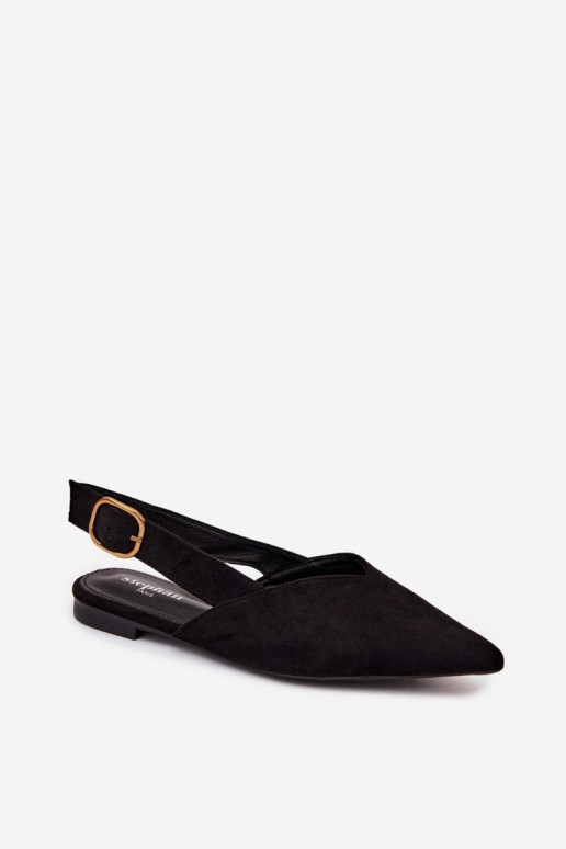 Ballerinas with gold buckles made of faux suede in black Palerra