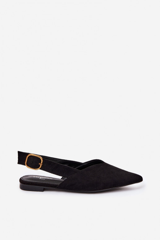 Ballerinas with gold buckles made of faux suede in black Palerra
