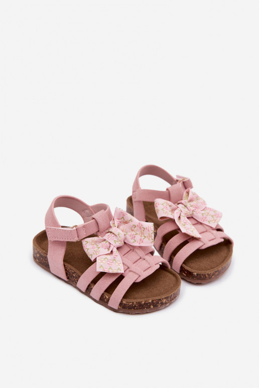 Children's sandals with bows in pink Bessa