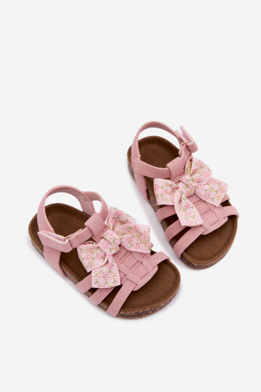 Children's sandals with bows in pink Bessa