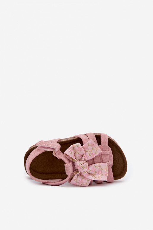 Children's sandals with bows in pink Bessa