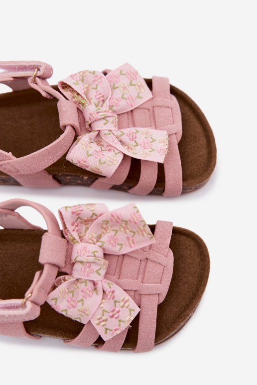 Children's sandals with bows in pink Bessa