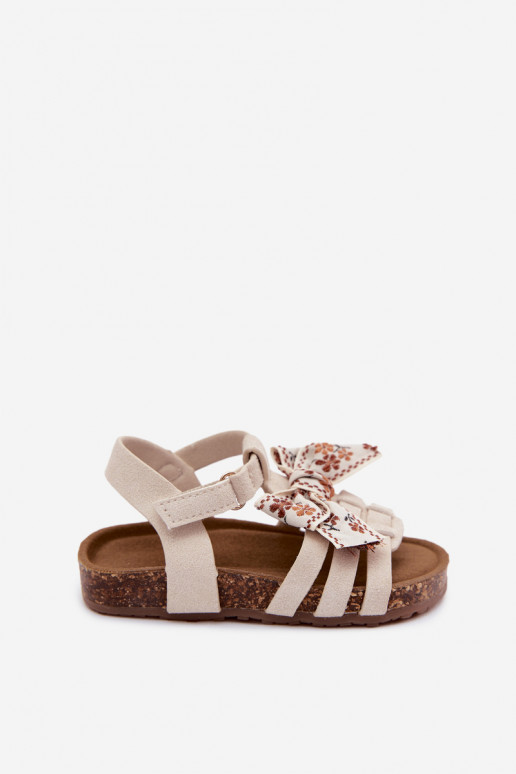 Children's sandals with bows in ivory Bessa