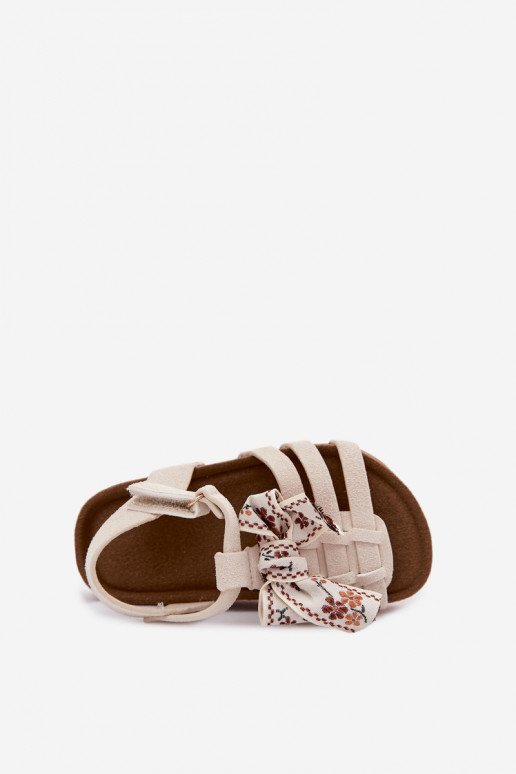 Children's sandals with bows in ivory Bessa