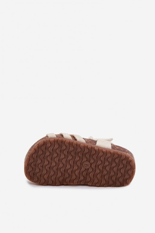Children's sandals with bows in ivory Bessa