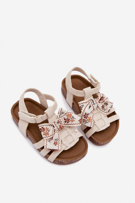 Children's sandals with bows in ivory Bessa