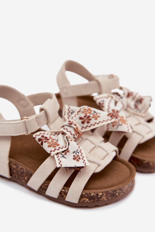 Children's sandals with bows in ivory Bessa