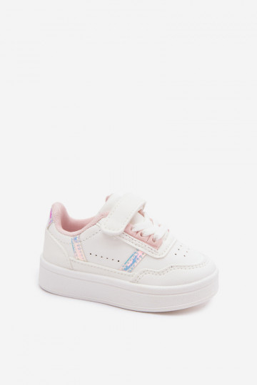 Children's sports shoes with Velcro in white-pink Tailva