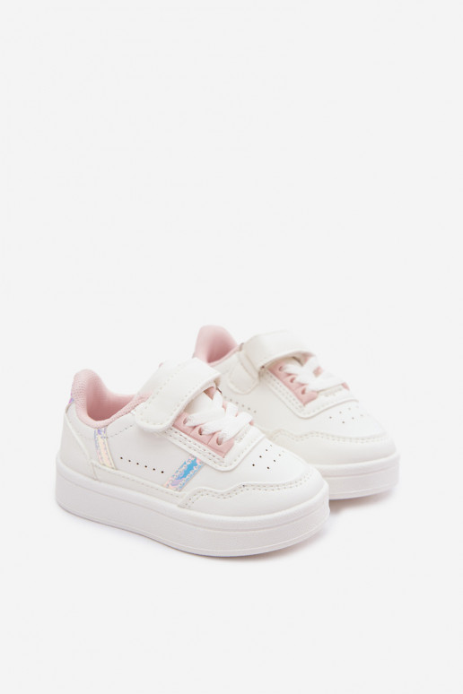 Children's sports shoes with Velcro in white-pink Tailva