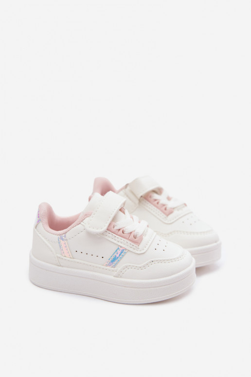 Children's sports shoes with Velcro in white-pink Tailva