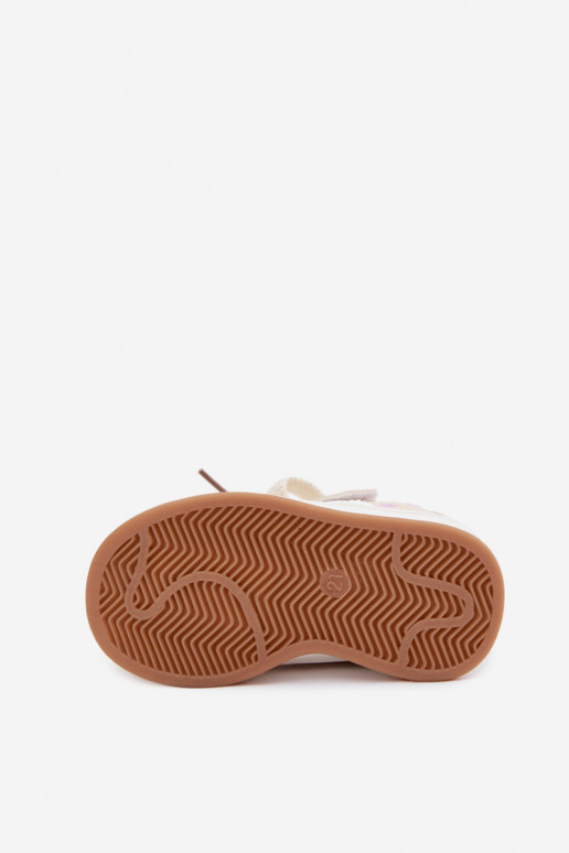 Children's sneakers with hearts in sand color Embla