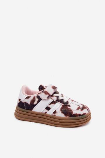 Children's sneakers with Velcro in brown Satinia