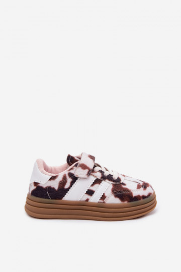 Children's sneakers with Velcro in brown Satinia 2